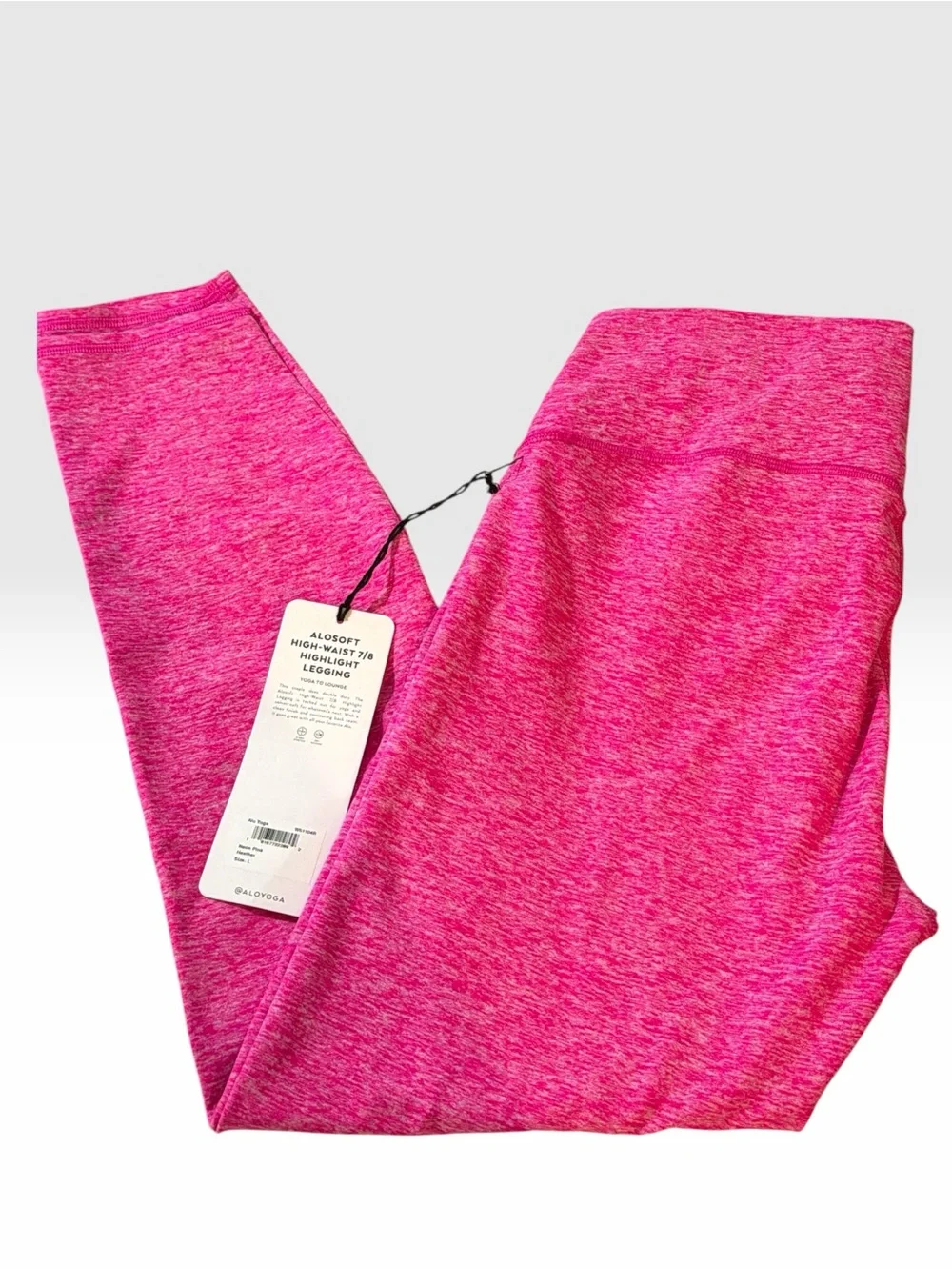 NWT ALO Yoga 7/8 Alosoft Highlight Legging in Neon Pink Heather size large